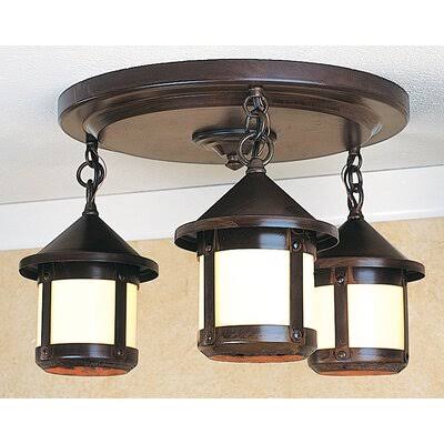 3 - Light 16x22 Semi Flush Mount Antique Copper Tan P526952