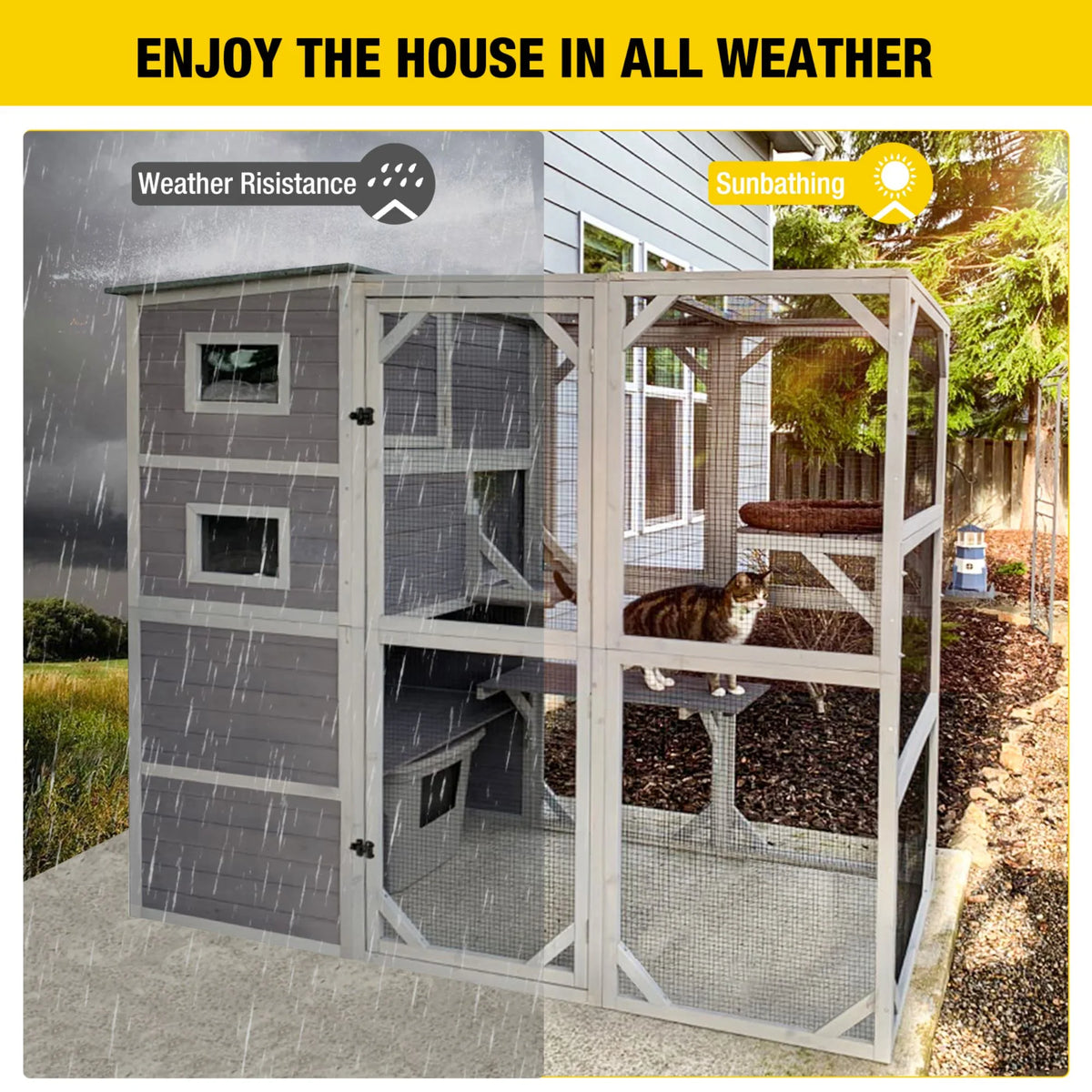 70''H 4 Tiers Outdoor Cat Cage B642296