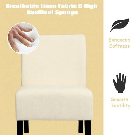 Beige Armless Accent Chair with Rubber Wood Legs T626168