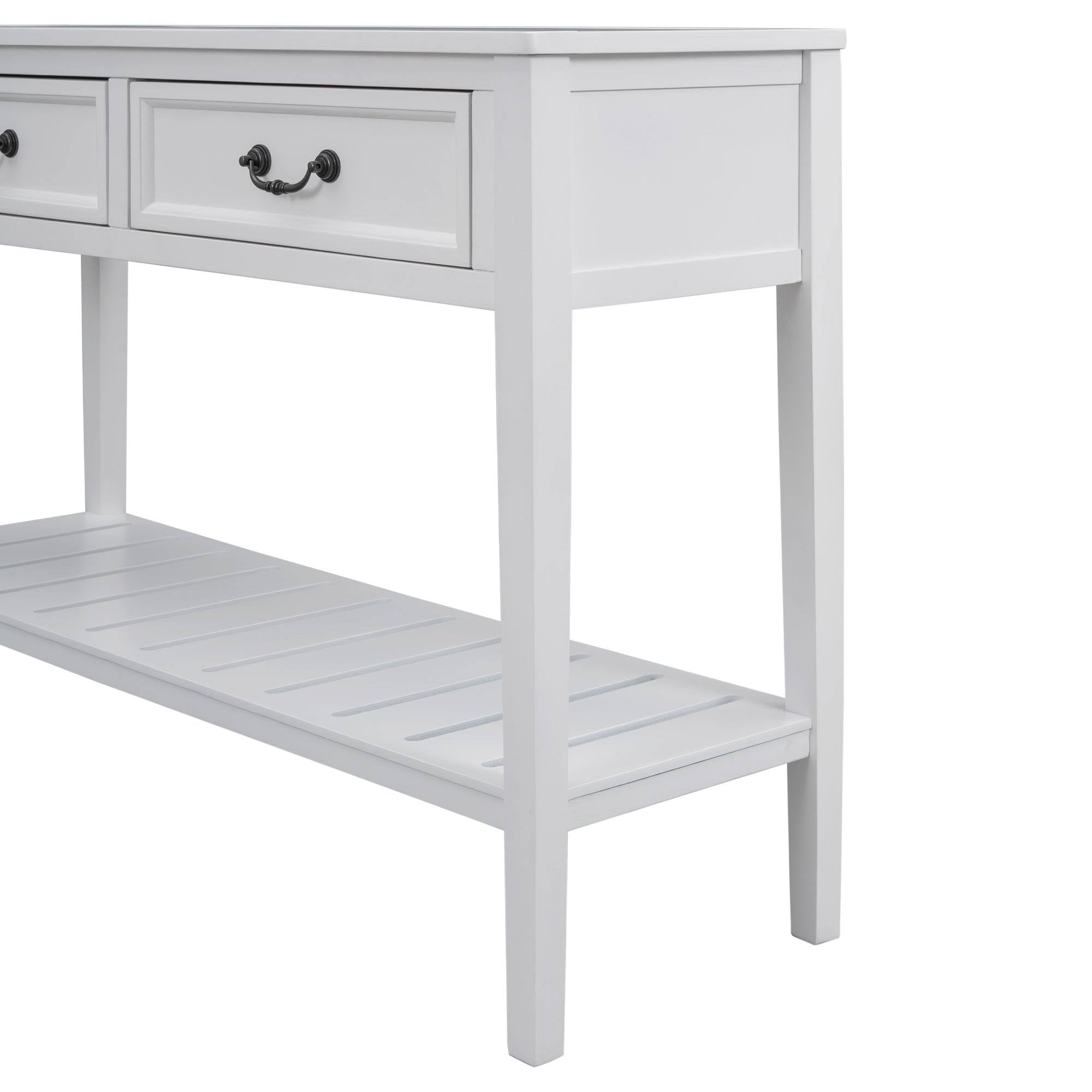 White Console Table with 2 Drawers and 1 Shelf N721
