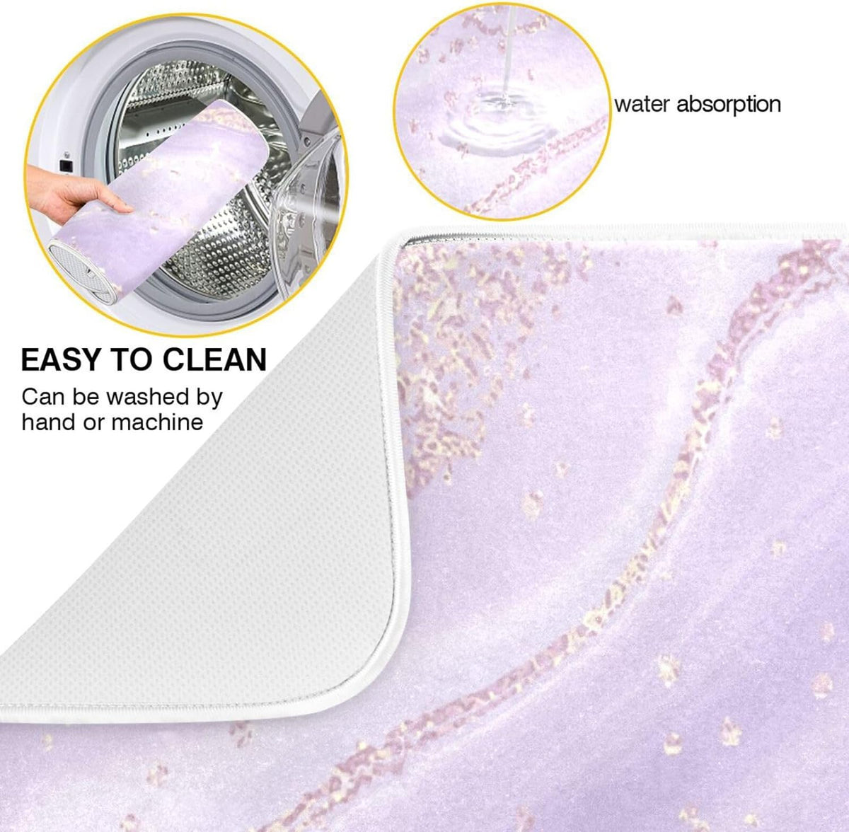 Purple Marble Composite Sponge Dish Drying Mat (16x18Inch) X79990
