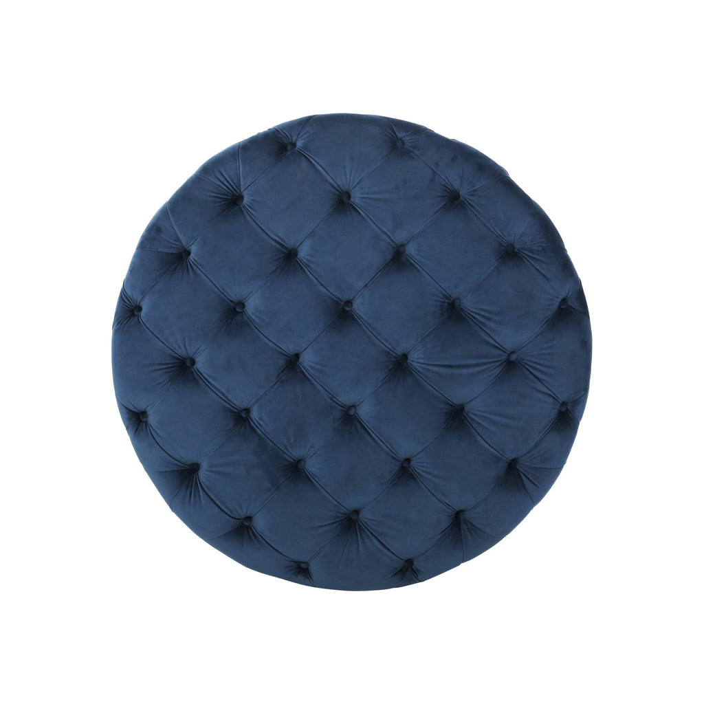 Gray Round Tufted Velvet Ottoman U721957