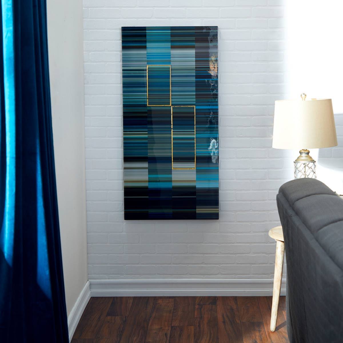 Blue Contemporary Abstract Wood Wall Decor O50822