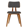 Walnut Wood & Charcoal Fabric Mid-Century Dining Chair F9265