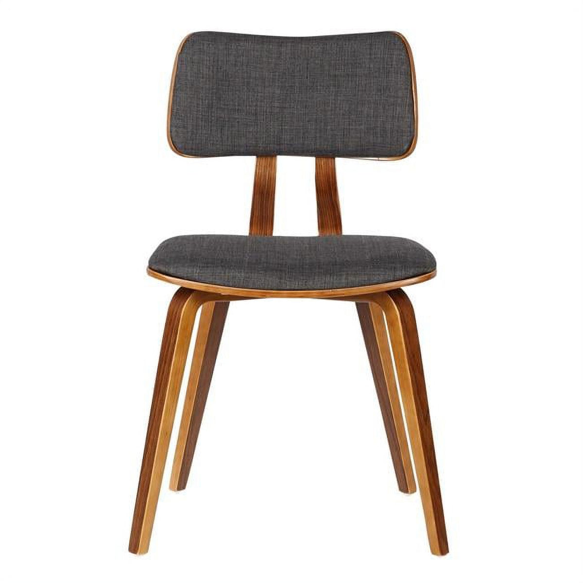 Walnut Wood & Charcoal Fabric Mid-Century Dining Chair F9265