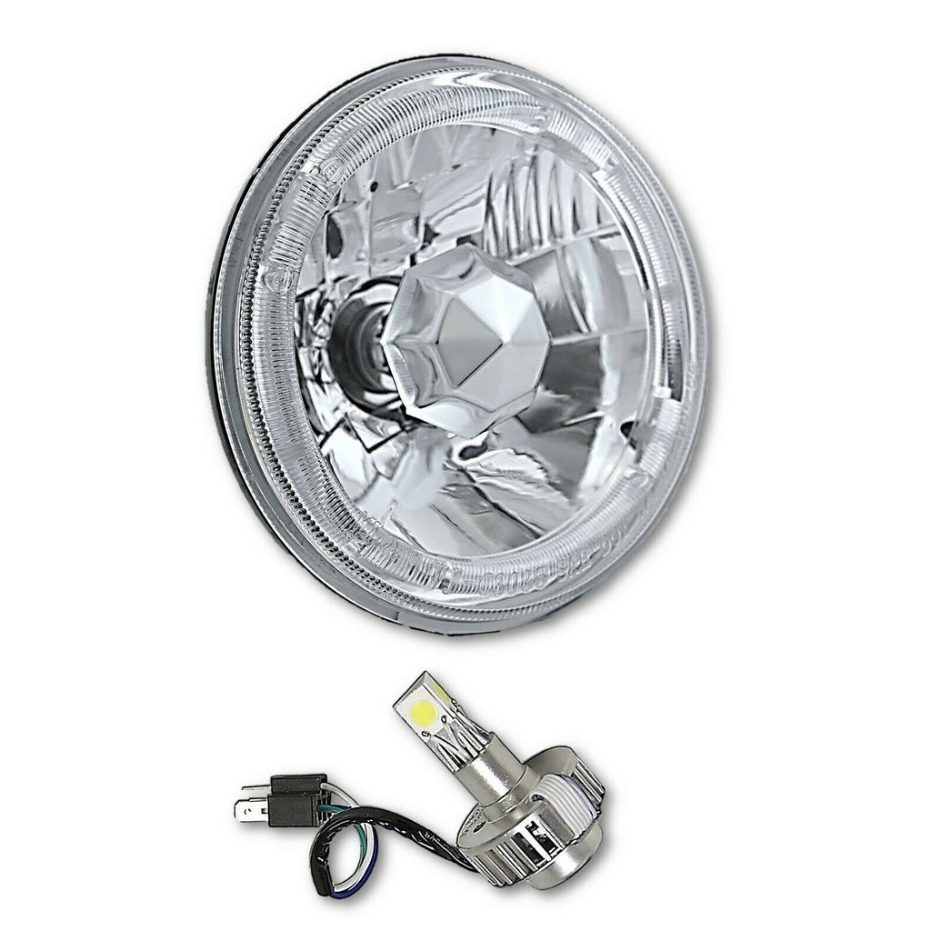 Amber LED Halo Angel Eye Crystal Clear Headlight Pair S413