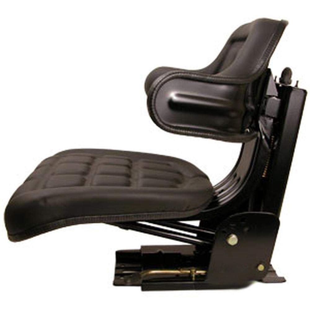 Black Universal Tractor Seat with Full Suspension and Adjustable Angle Base F850