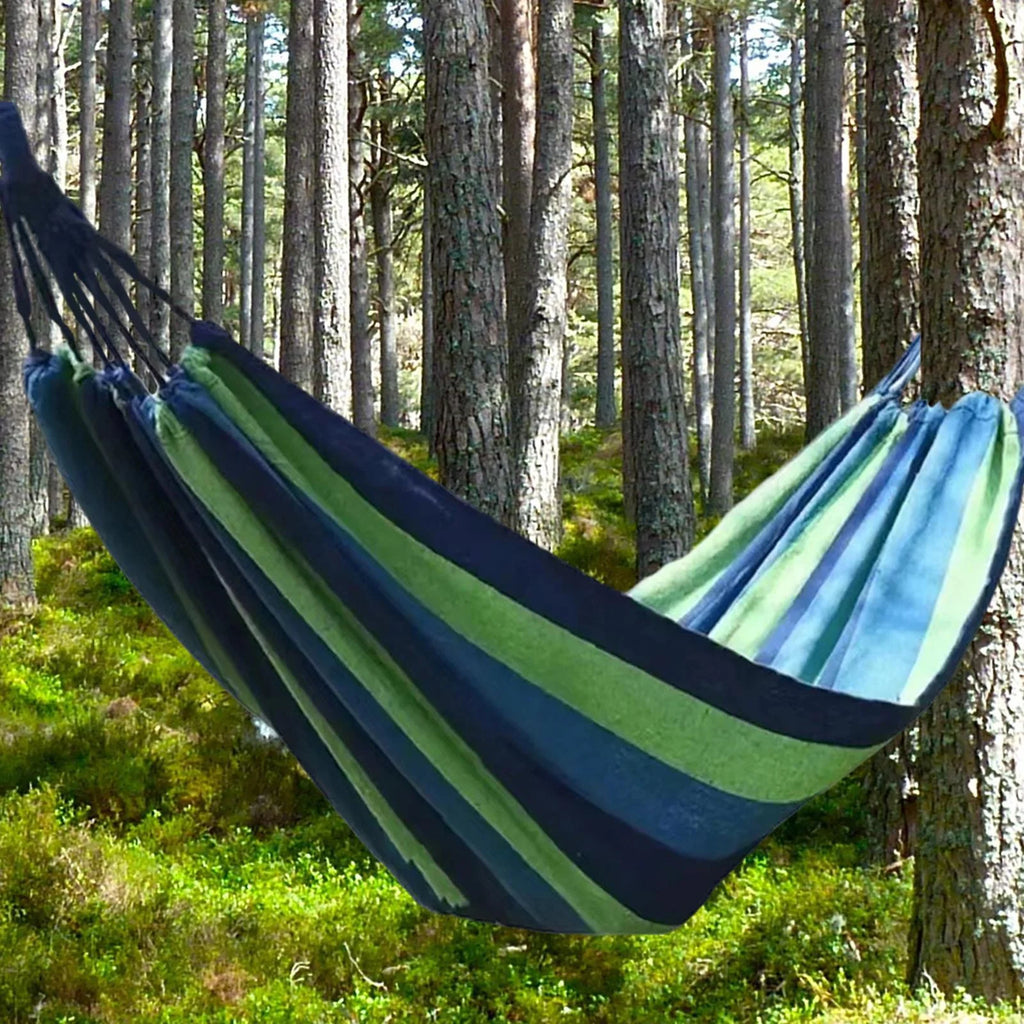 Blue Canvas Camping Hammock 190x150cm Y986974