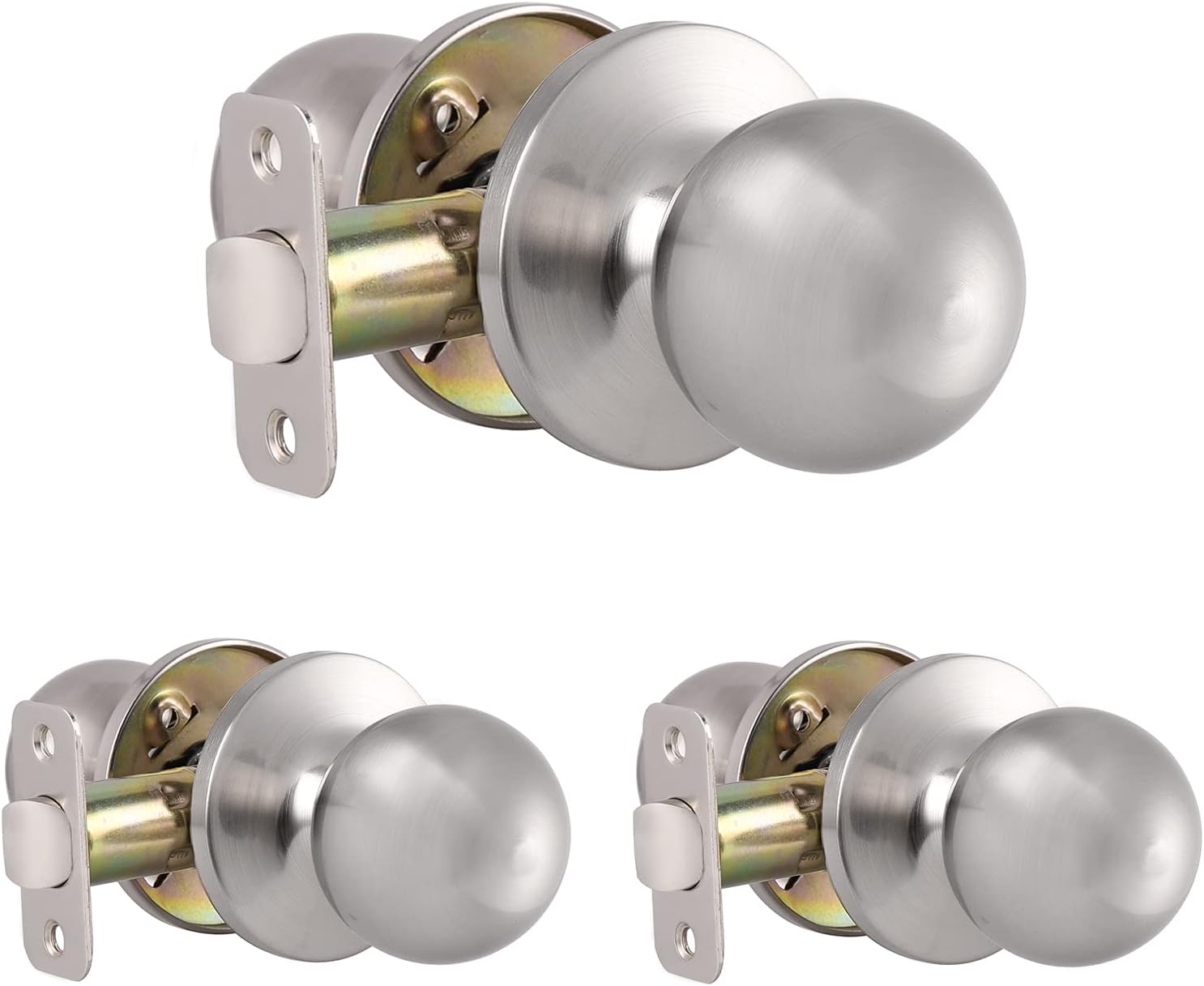 Brushed Nickel Passage Door Knob Handleset, 3 Pack K8926