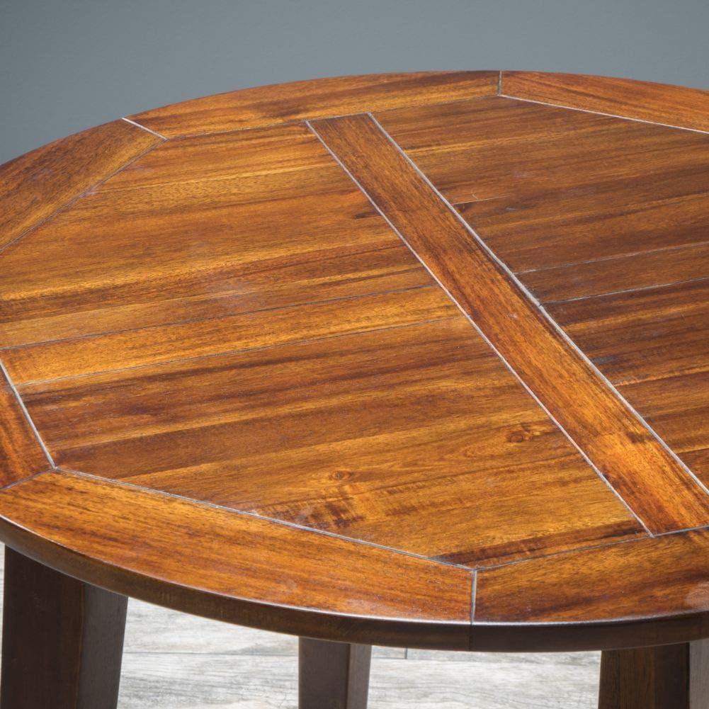 3-Pcs Wood Round Table and Chairs Set, Rich Mahogany R767247