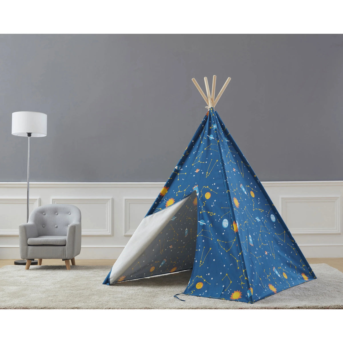 Glow in the Dark Starry Sky Kids Foldable Canvas Play Teepee Tent A68802