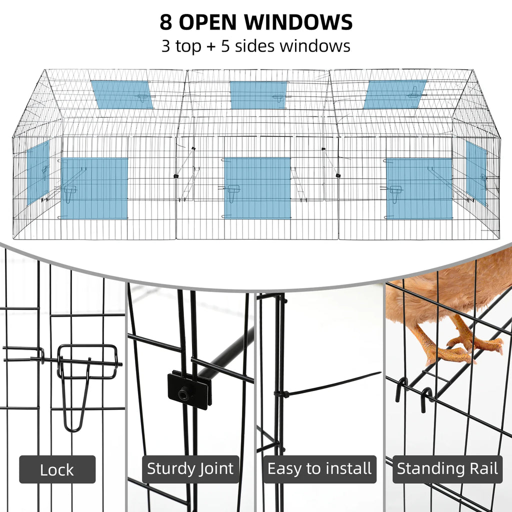 Metal Chicken Coop Pet Playpen with 8 Doors J63786
