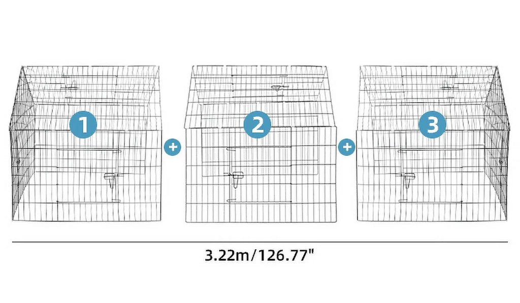 Metal Chicken Coop Pet Playpen with 8 Doors J63786