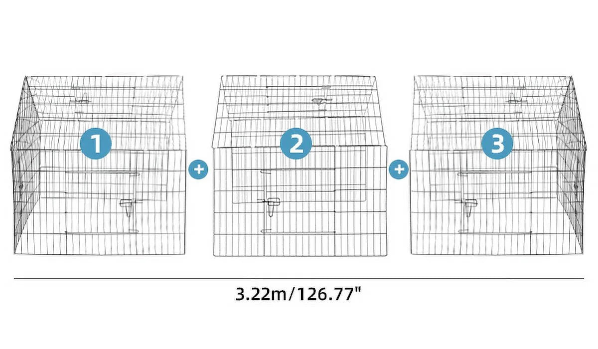 Metal Chicken Coop Pet Playpen with 8 Doors J63786