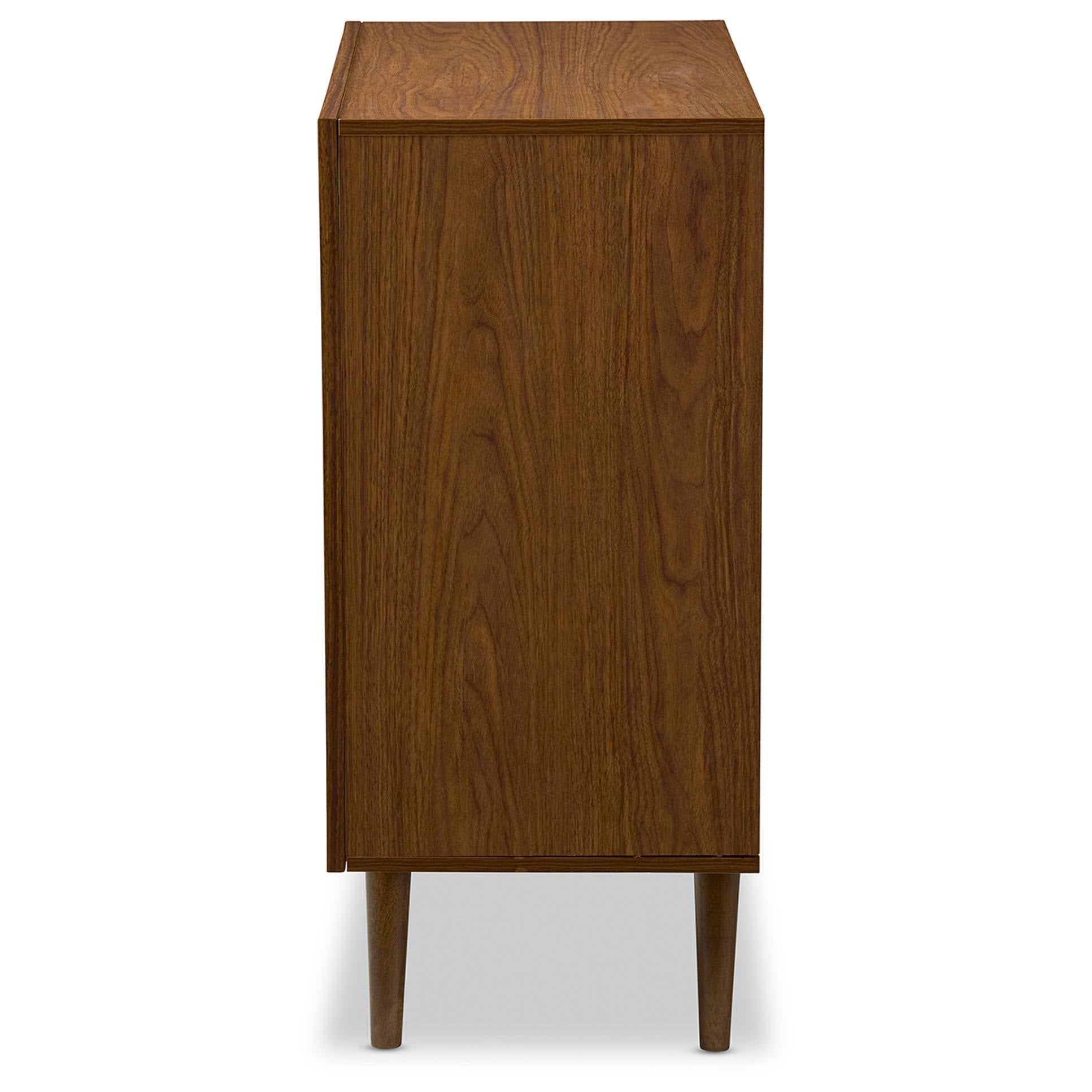 White and Walnut Wood 3-Drawer Chest K7886
