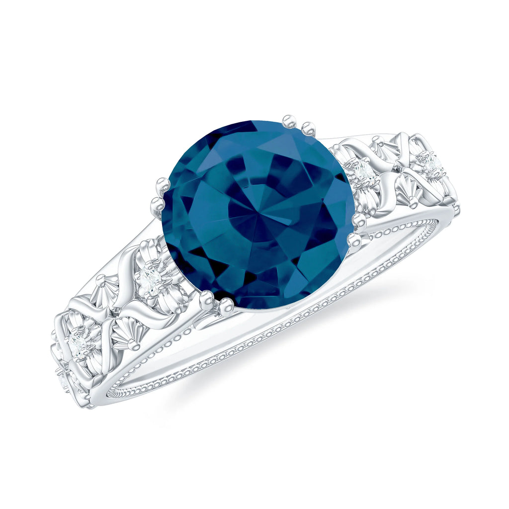 London Blue Topaz and Diamond Engagement Ring, 10K White Gold Z700075