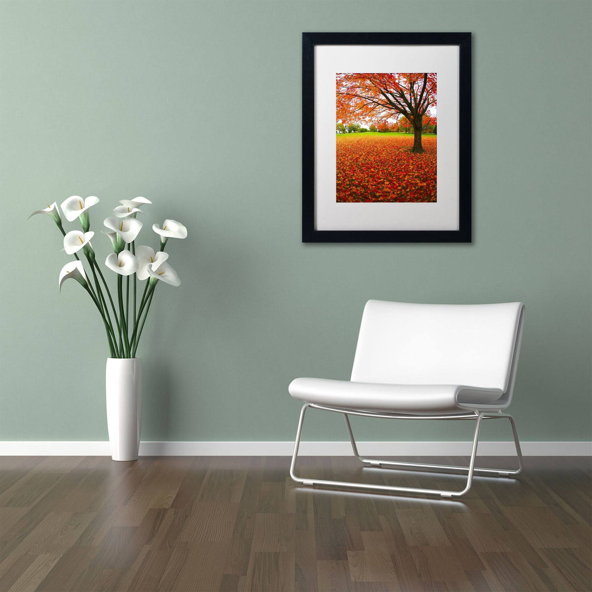 White Matte Wood Frame Art O3850