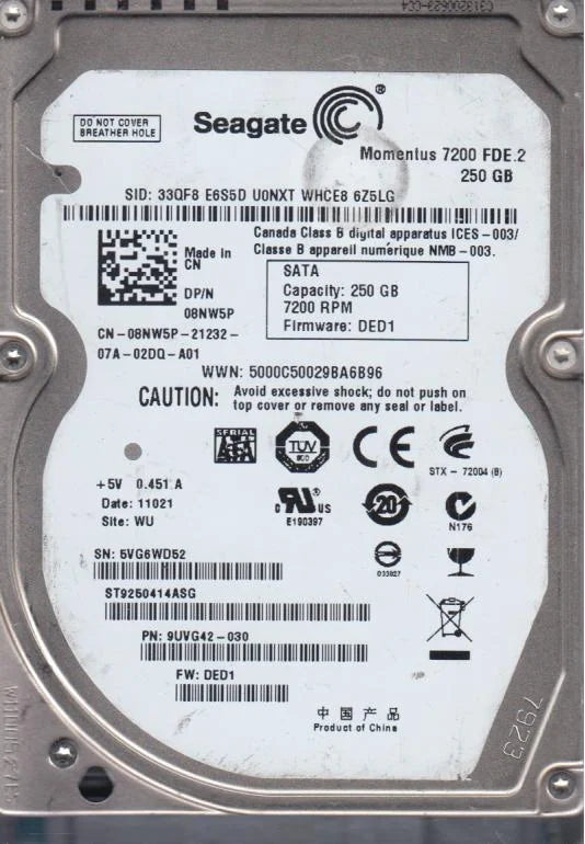 250GB SATA 2.5 Hard Drive J574216