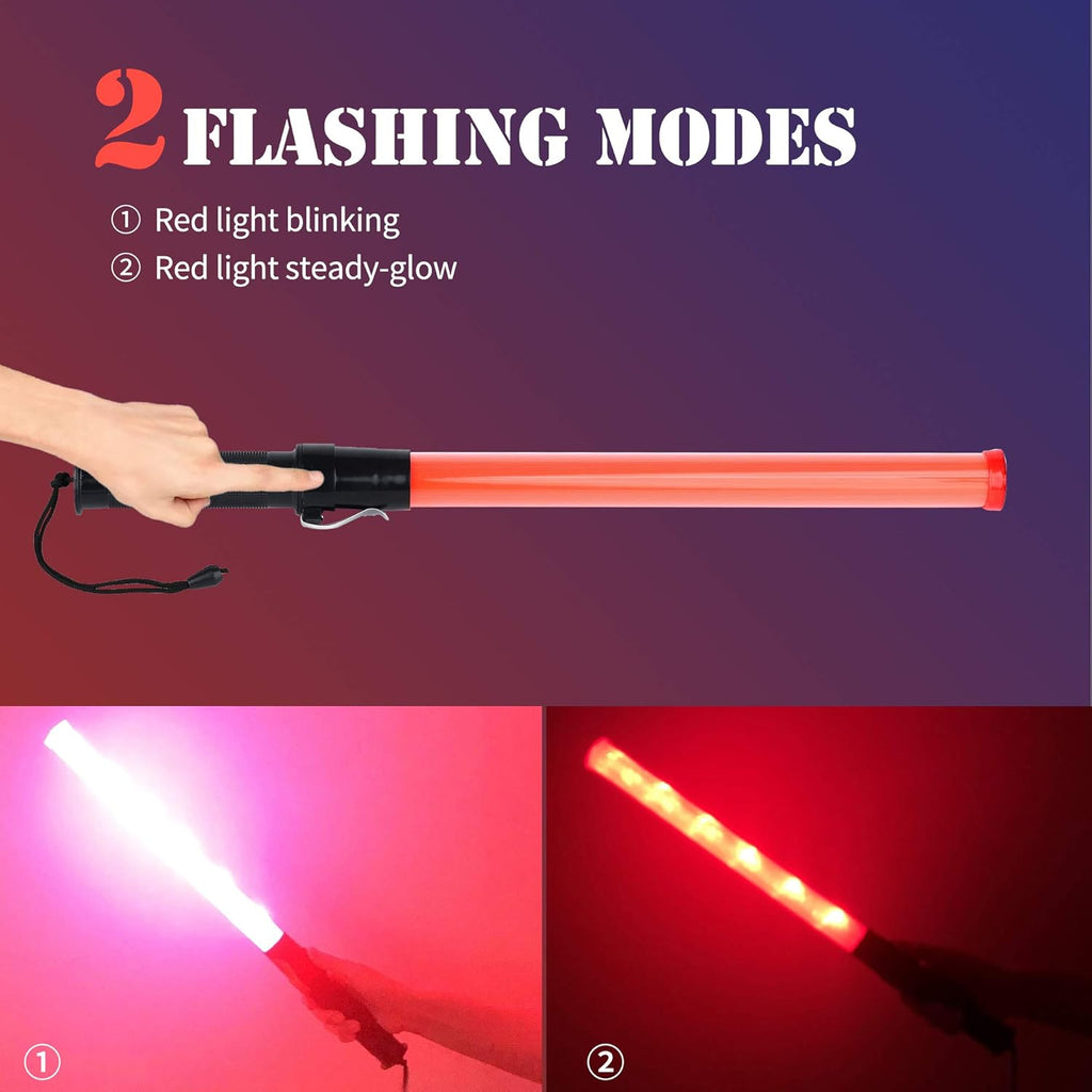 8 Pack 21-inch Safety Traffic Control Wand with 2 Flashing Modes J75506