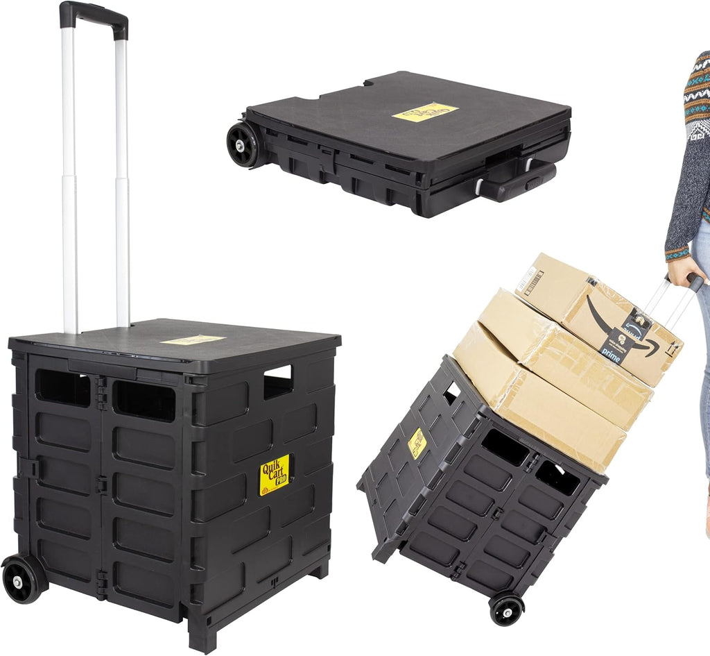 Black Heavy Duty Collapsible Utility Cart with Seat F100423