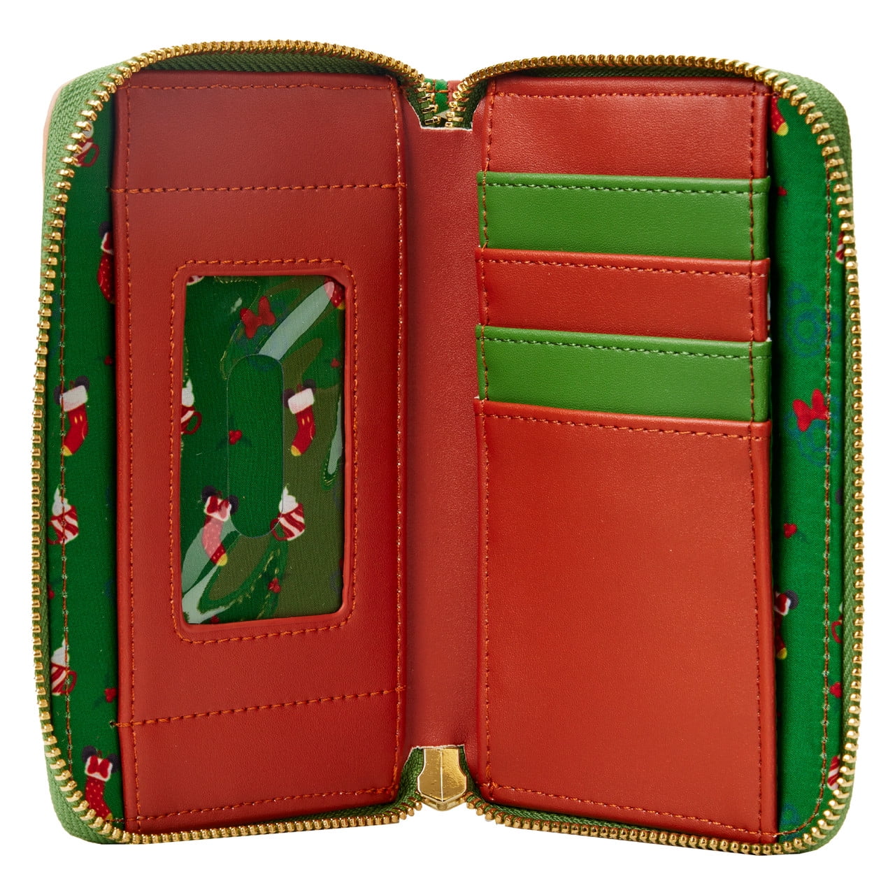 Disney Mickey & Minnie Hot Cocoa Fireplace Christmas Zip Around Wallet B13758