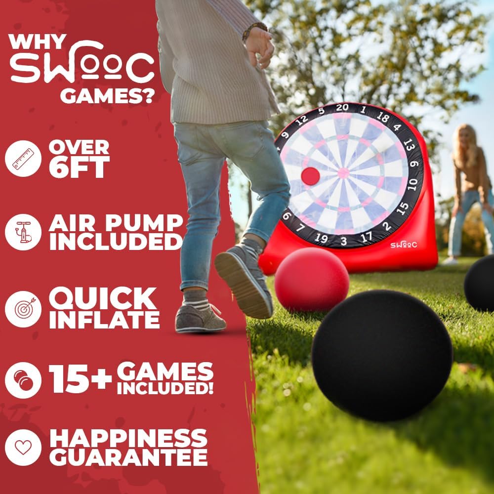 Giant Inflatable Outdoor Dartboard with Soccer Balls, Air Pump & Score Card J78993
