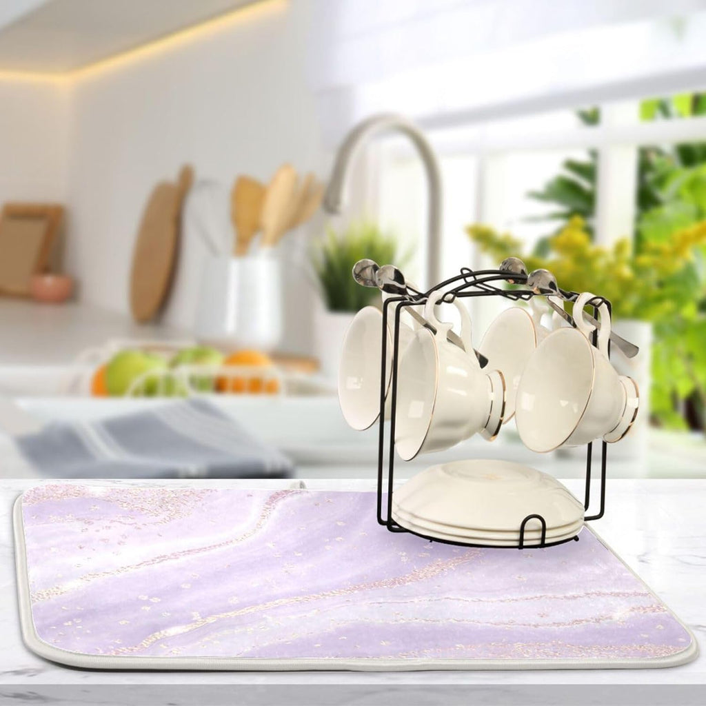 Purple Marble Composite Sponge Dish Drying Mat (16x18Inch) X79990