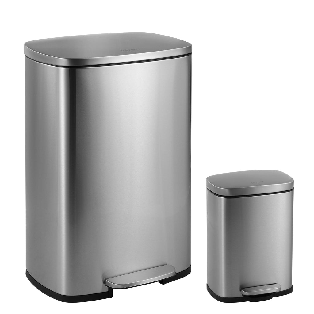 Rectangular 13-Gallon Stainless Steel Trash Can with Soft-Close Lid Z6786