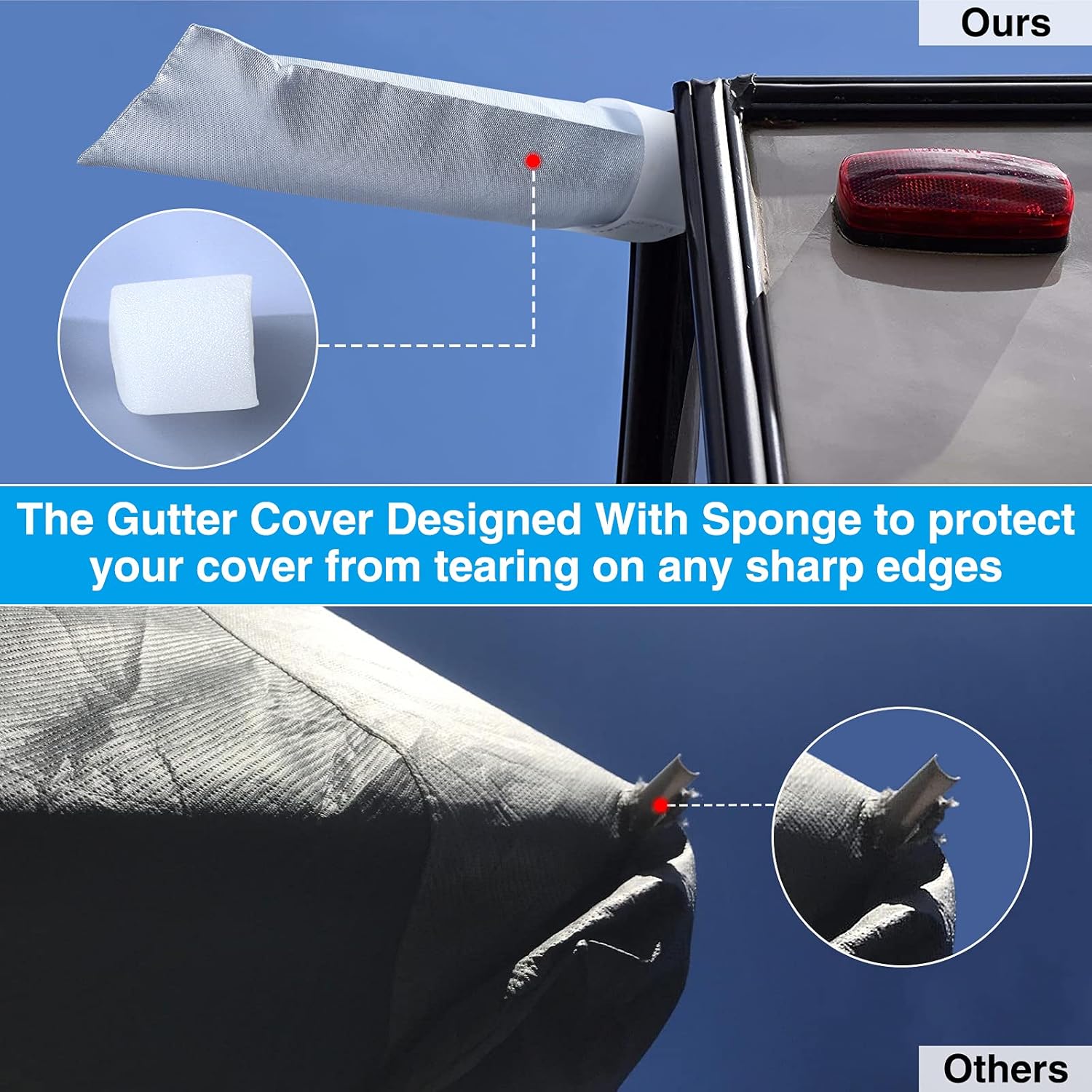 Rip-Stop RV Cover Fits 22'1" - 24' Long Motorhome, Waterproof Camper Cover with Gutter Covers, Adhensive Repair Patch Y454855