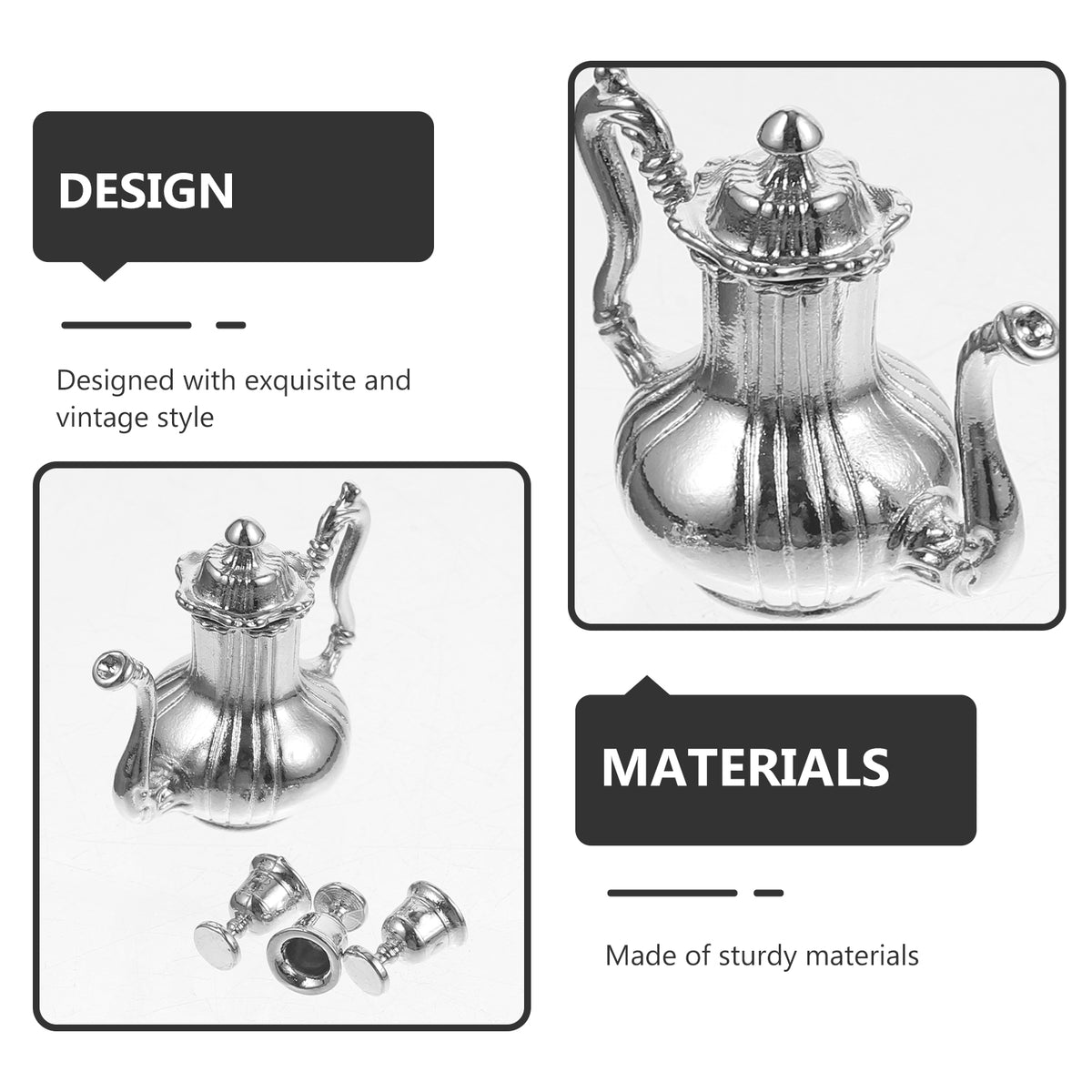 Metal Mini Tea Kettle Dollhouse Accessories Simulation Teapot Play Toy A650903