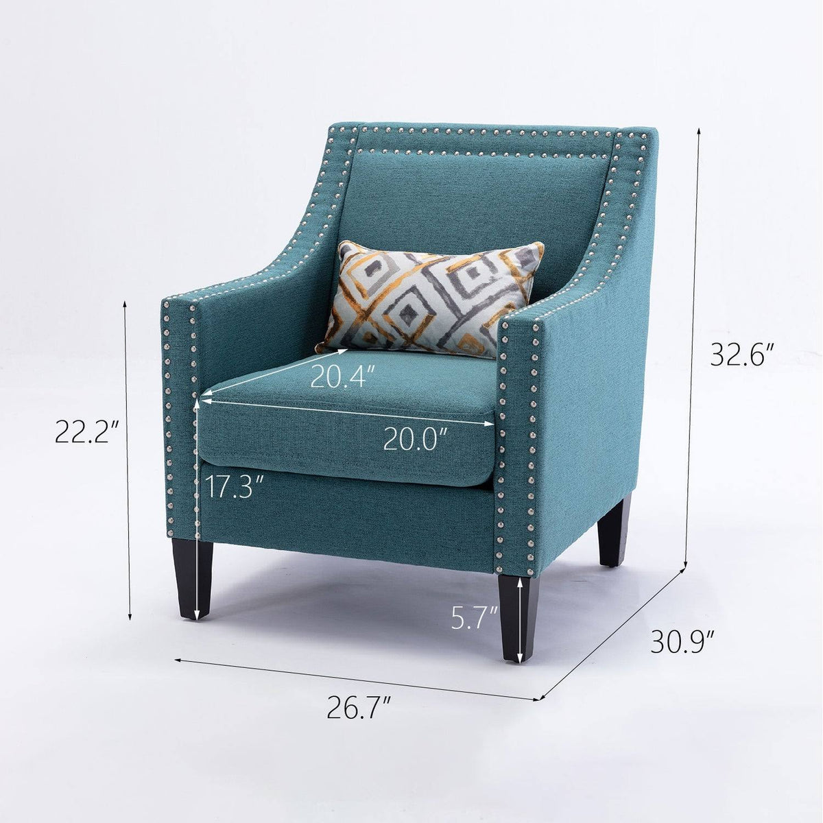 Orange Accent Armchair with Solid Wood Legs E3820