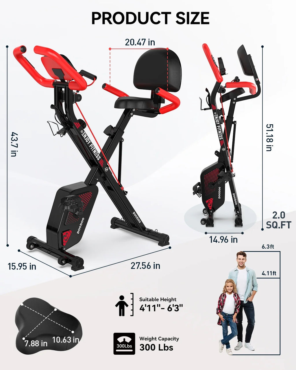 3in1 Foldable Exercise Bike Indoor Cycling Bike Magnetic Stationary Bike 300lb A4845