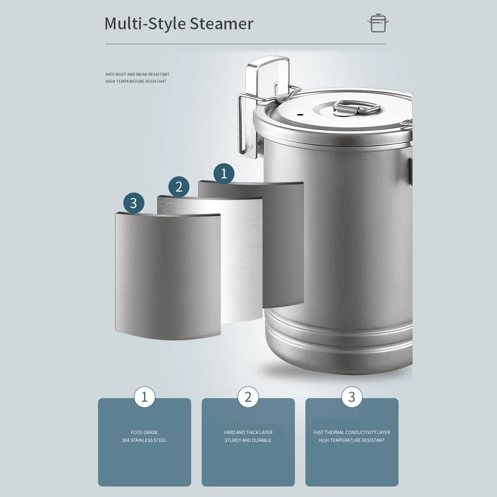 Large Capacity Stainless Steel Camping Cooking Pot with Removable Handle T3016