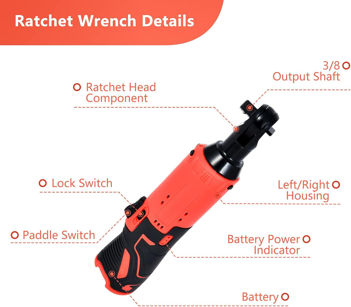 12V 3/8" Cordless Ratchet Wrench Set, 2 Pack Q442