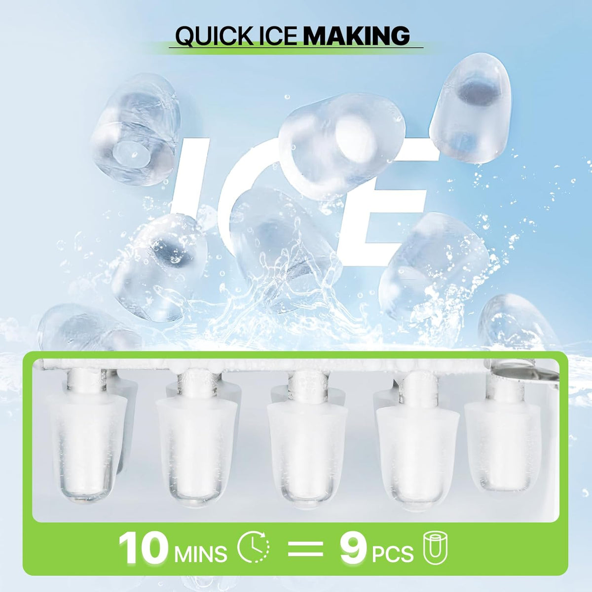 White Countertop Ice Maker Machine with Ice Scoop and Basket I13824