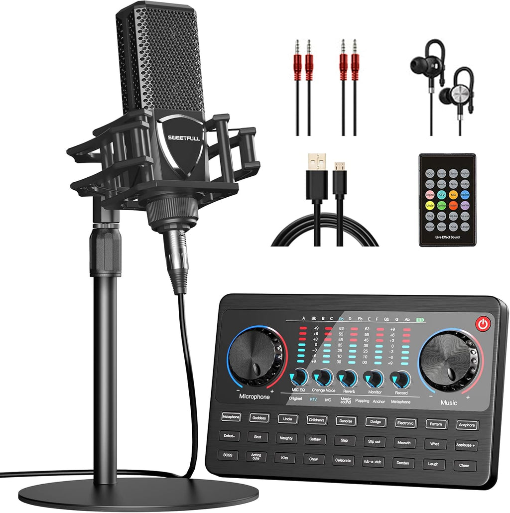 Podcast Equipment Bundle Audio Interface with DJ Mixer Sound Card K48525