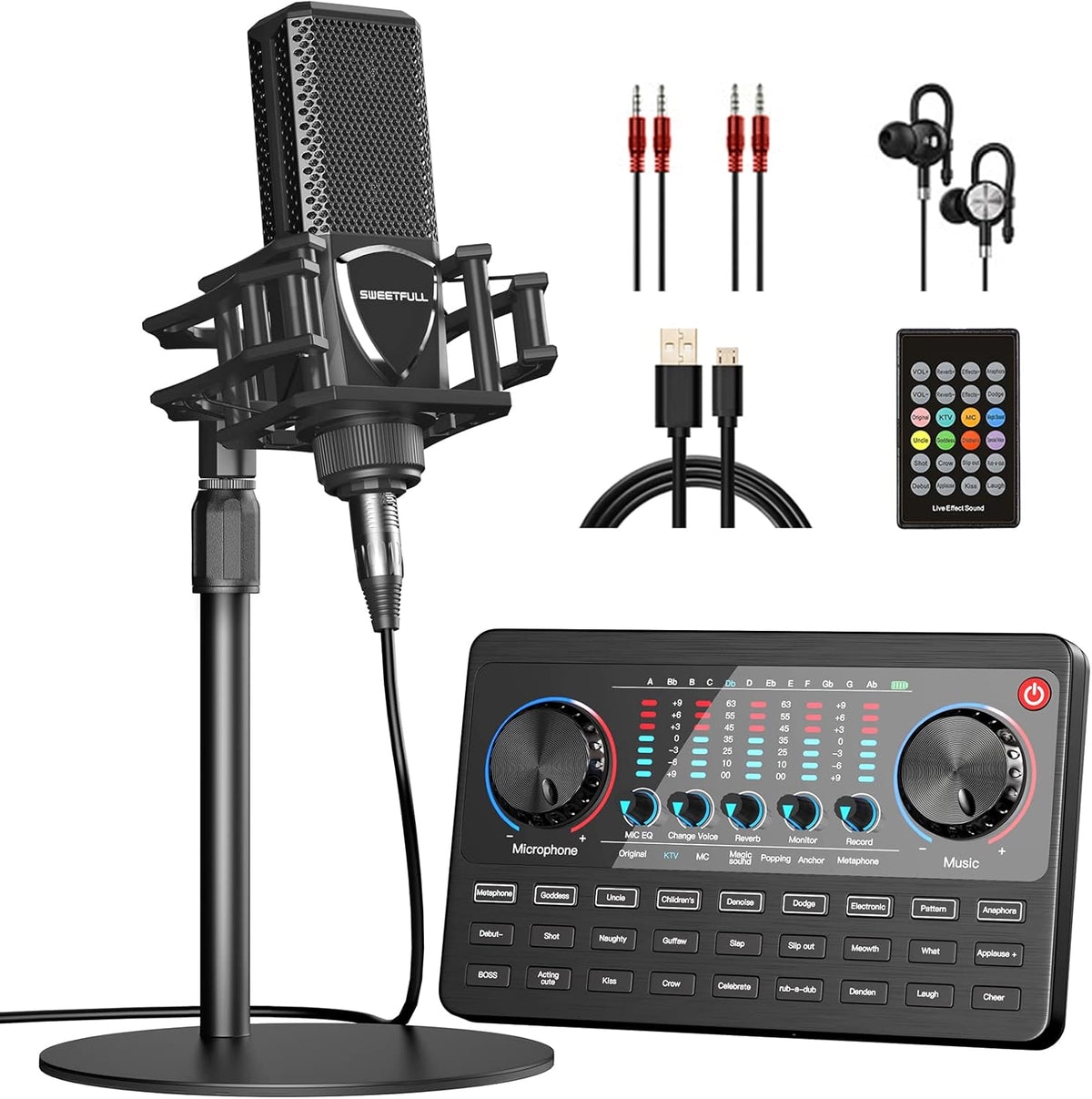 Podcast Equipment Bundle Audio Interface with DJ Mixer Sound Card K48525