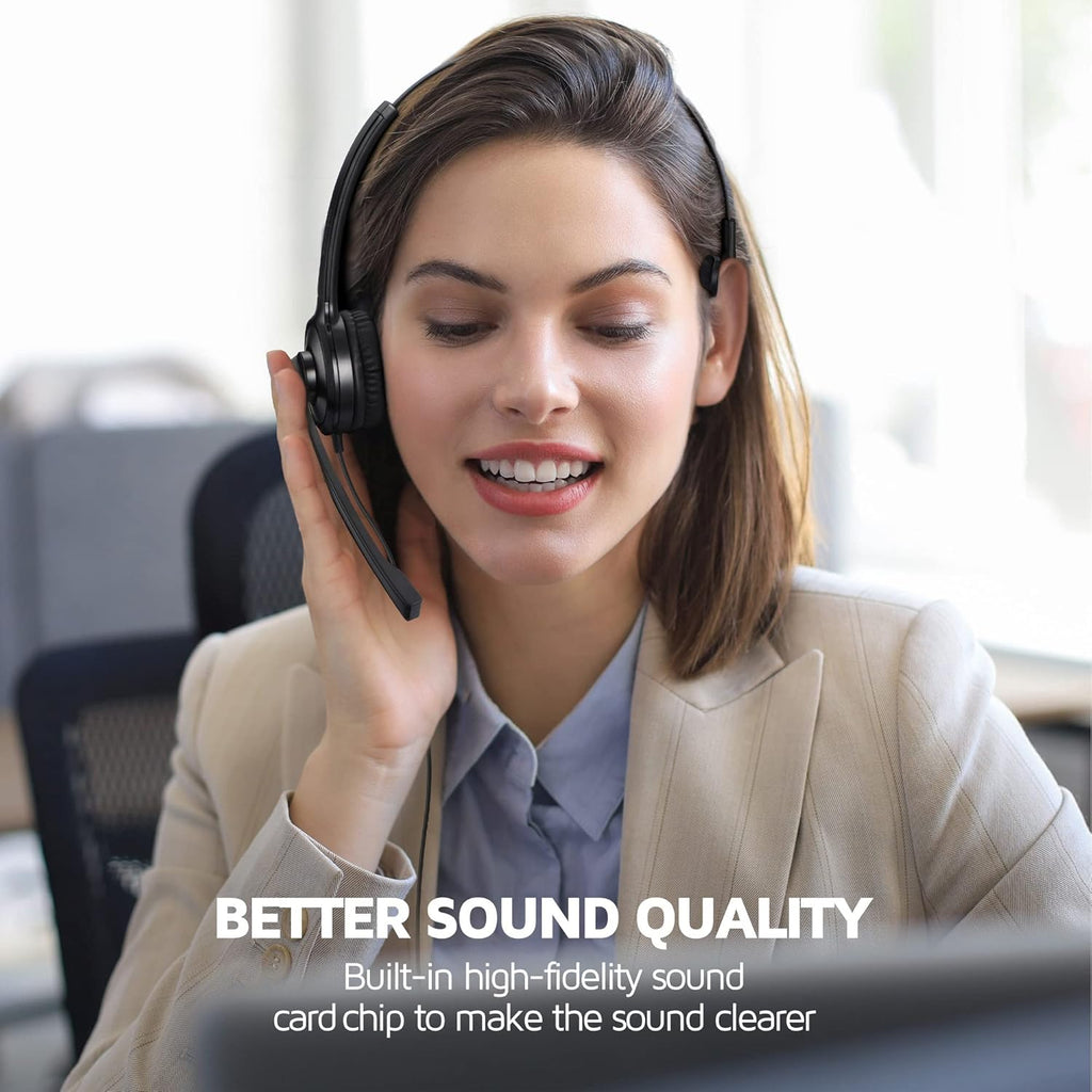 USB Headset with Microphone, Noise Cancelling Mic, On-Ear, Pack of 2 N163
