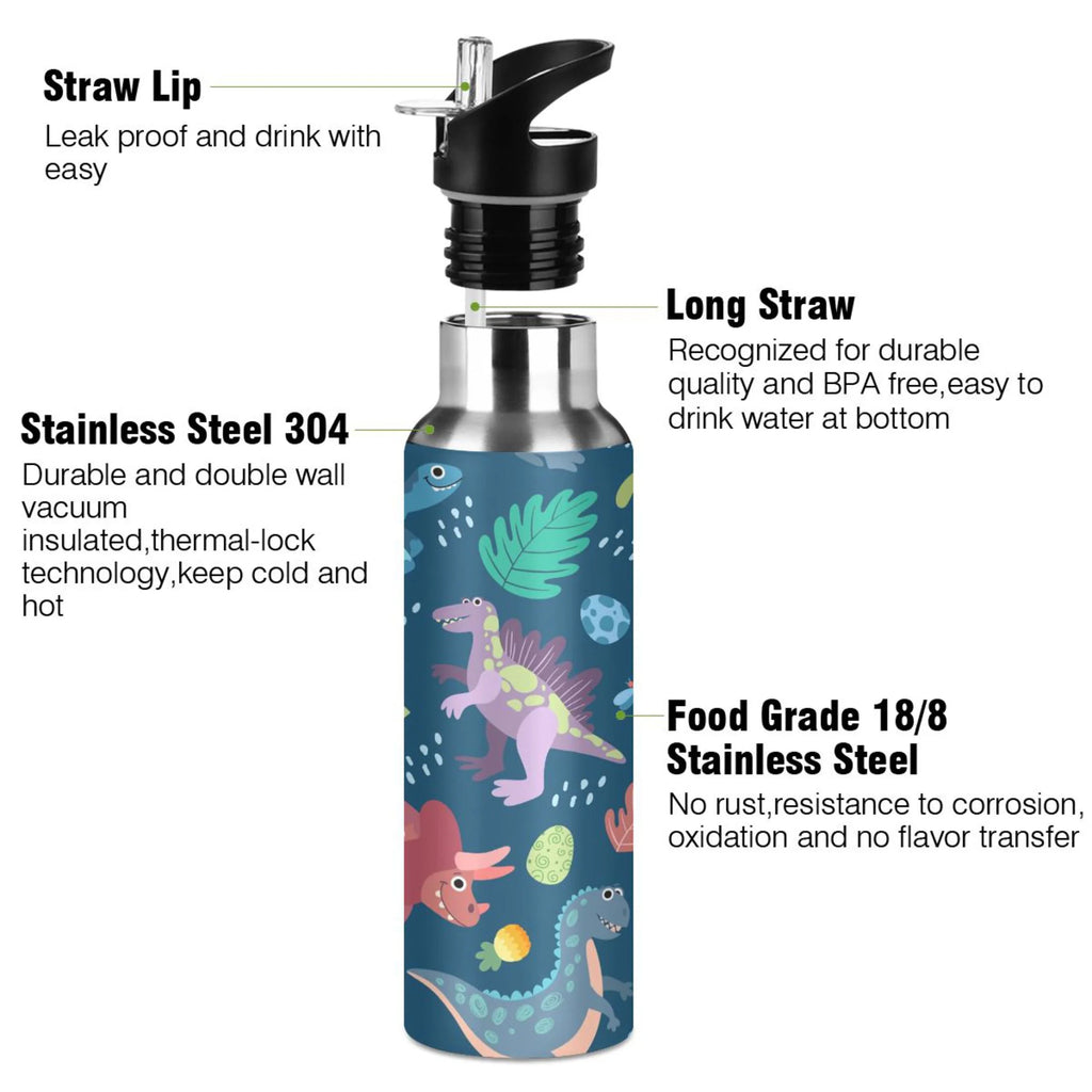 Stainless Steel Water Bottle with Straw Lid Vacuum Insulated 20 OZ U8262