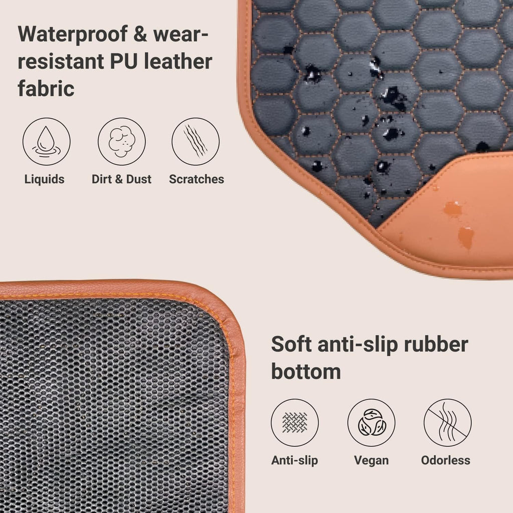 Black Brown Tan Car Seat Kick Mat Pack of 2 T539