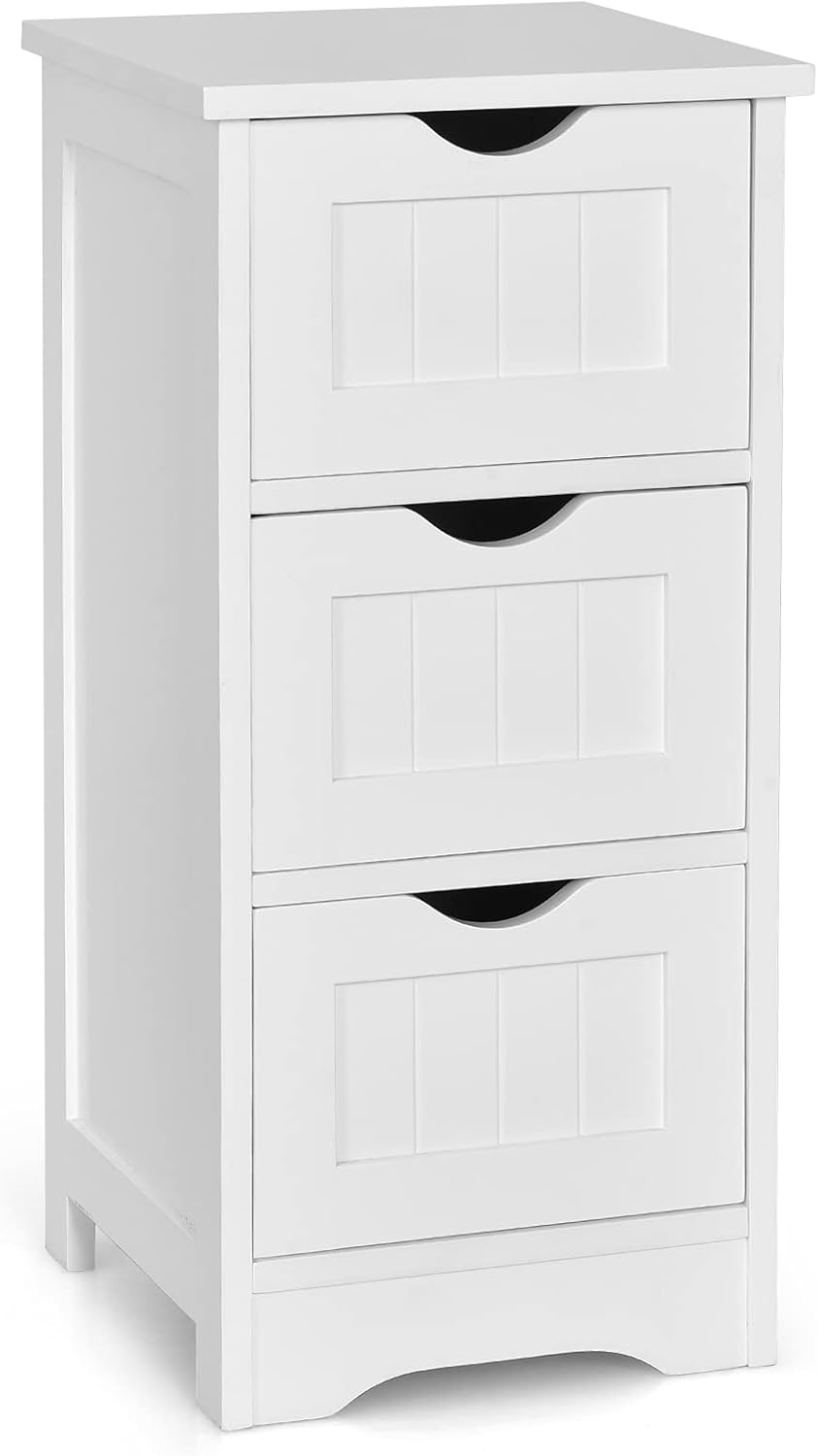 White 4 Drawer Wooden Bathroom Floor Cabinet E7884