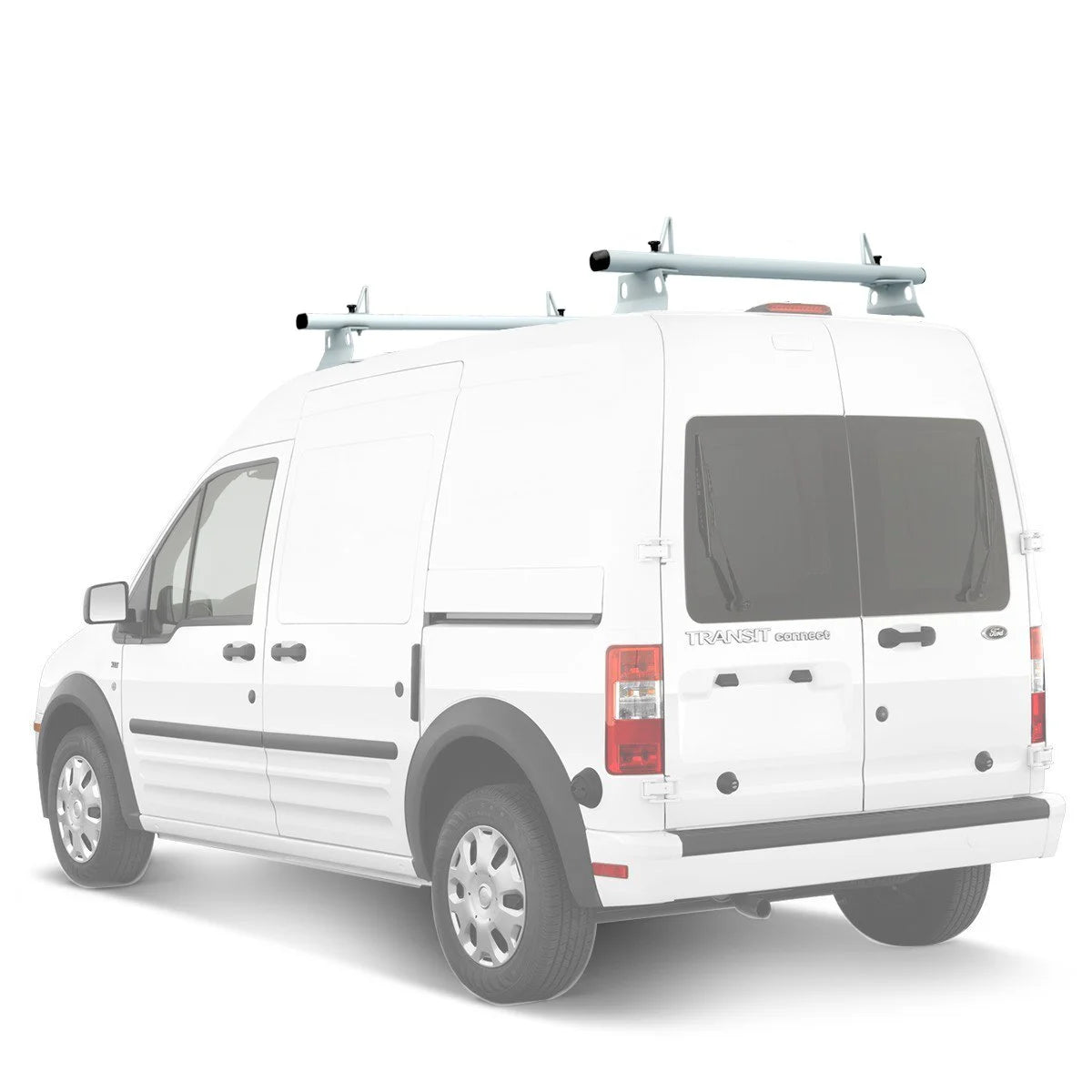 Aluminum 2 Bar Utility Drilling Van Roof Rack System with Ladder Stopper Gloss White R6408