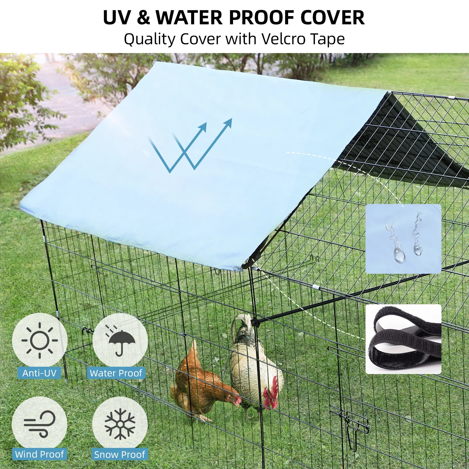 Metal Chicken Coop Pet Playpen with 8 Doors J63786