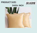Set of 2 Velvet Decorative Throw Pillow Covers Square with Fringe Cushion Case M89702