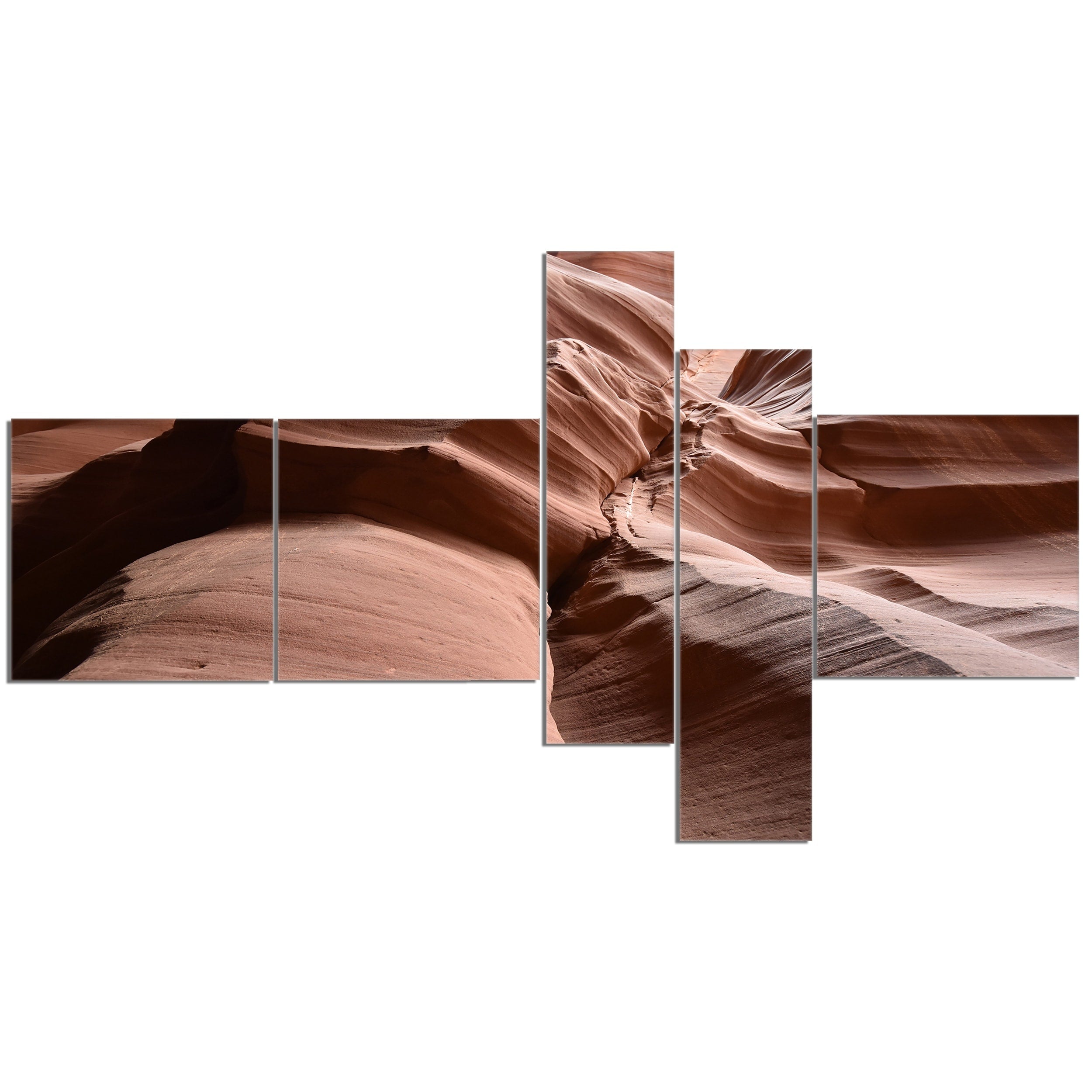 Dark Upper Antelope Canyon Landscape Photography Canvas Print 60 in. wide x 32 in. high 5 panels C123716