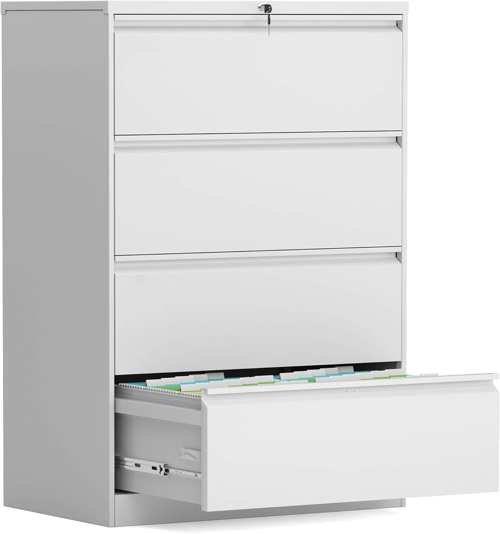 Black Four Drawers Steel Lateral File Cabinet with Lock W554