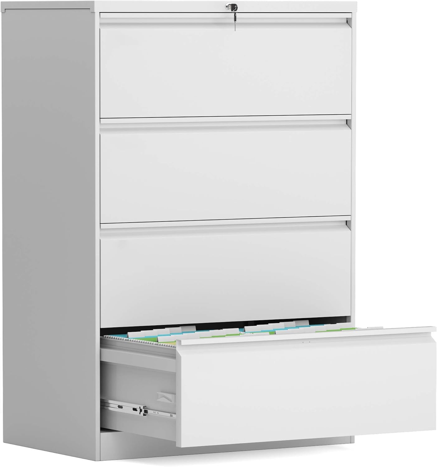 Black Four Drawers Steel Lateral File Cabinet with Lock W554
