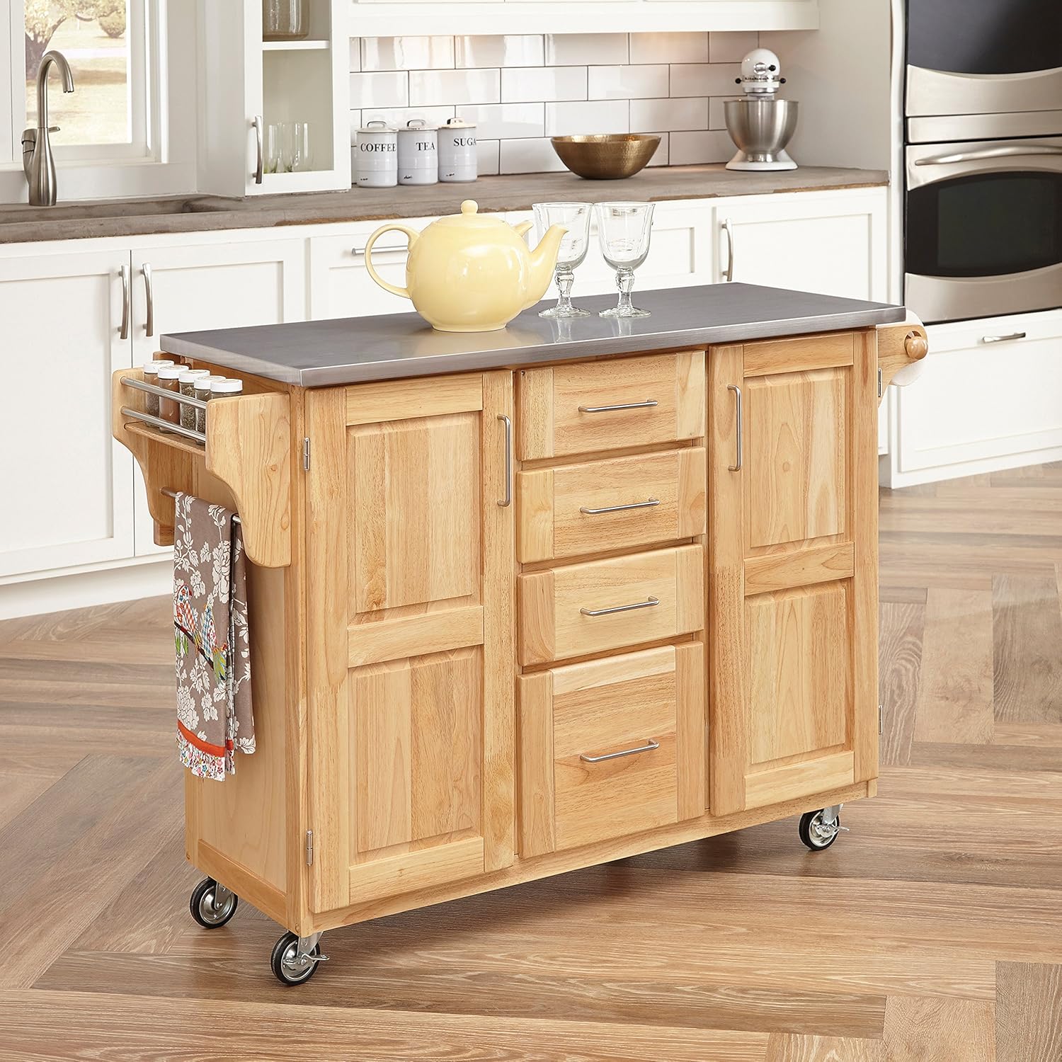 Stainless Steel Top Kitchen Cart with Breakfast Bar J1455