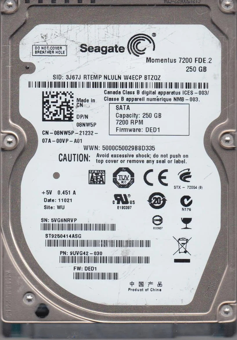 250GB SATA 2.5 Hard Drive J574216