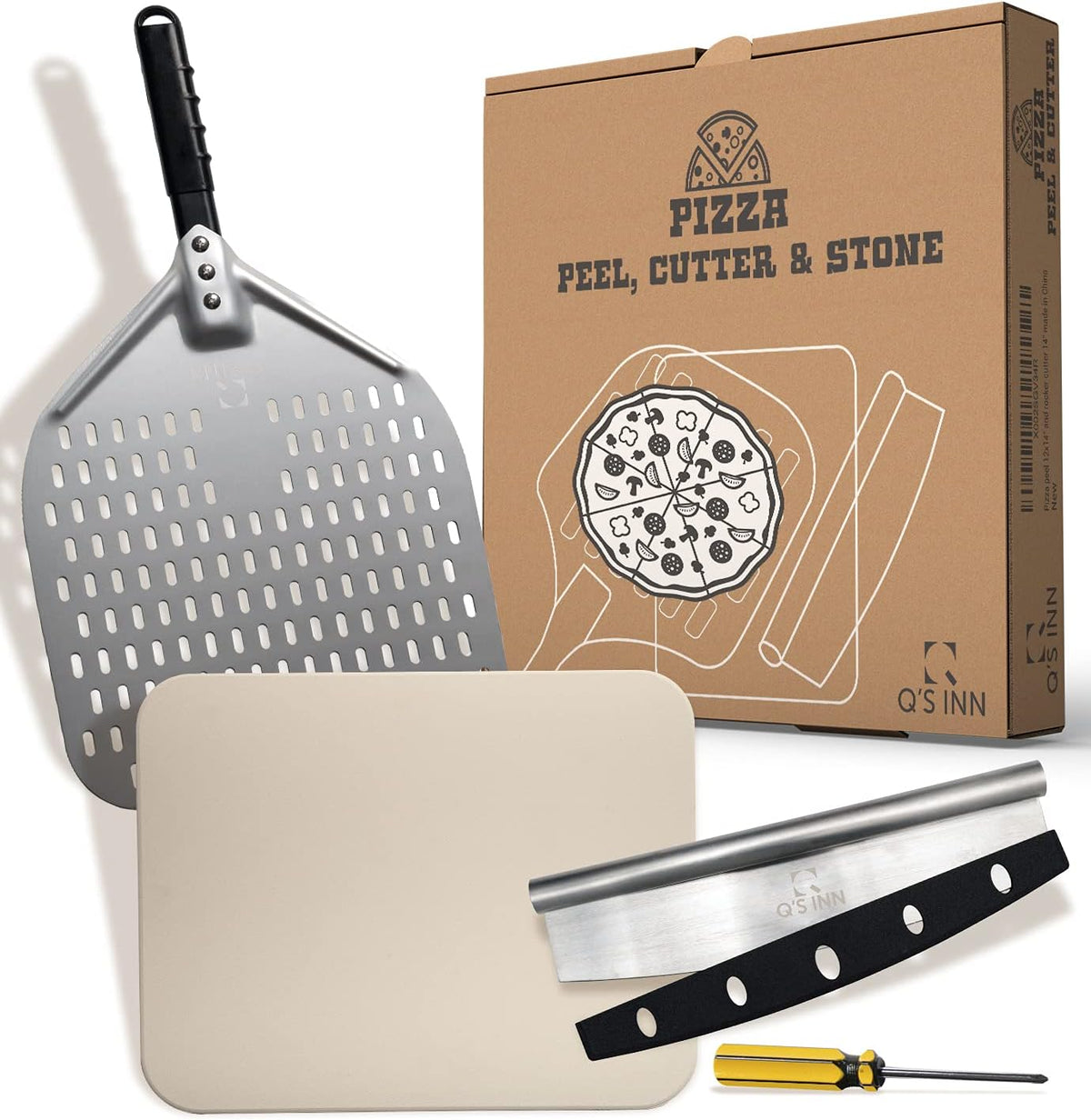 Perforated Pizza Peel 12x14 Inch Anodized Aluminum Pizza Paddle, Pack of 2 L7627